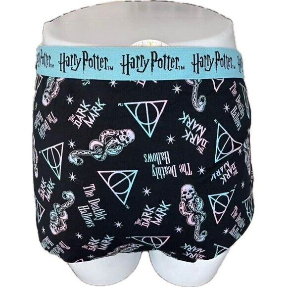 Harry Potter + 6 Deathly Hallows-Dark Mark Print Logo Waistband Boyshort Panties - Picture 4 of 6